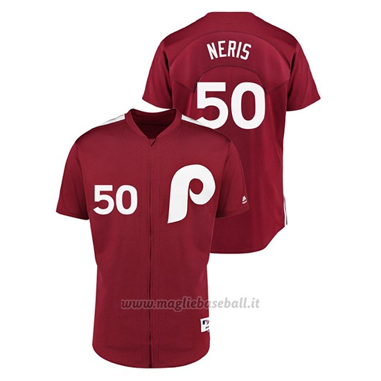 Maglia Baseball Uomo Philadelphia Phillies 50 Hect Or Neris 1979 Saturday Night Special Autentico Rosso